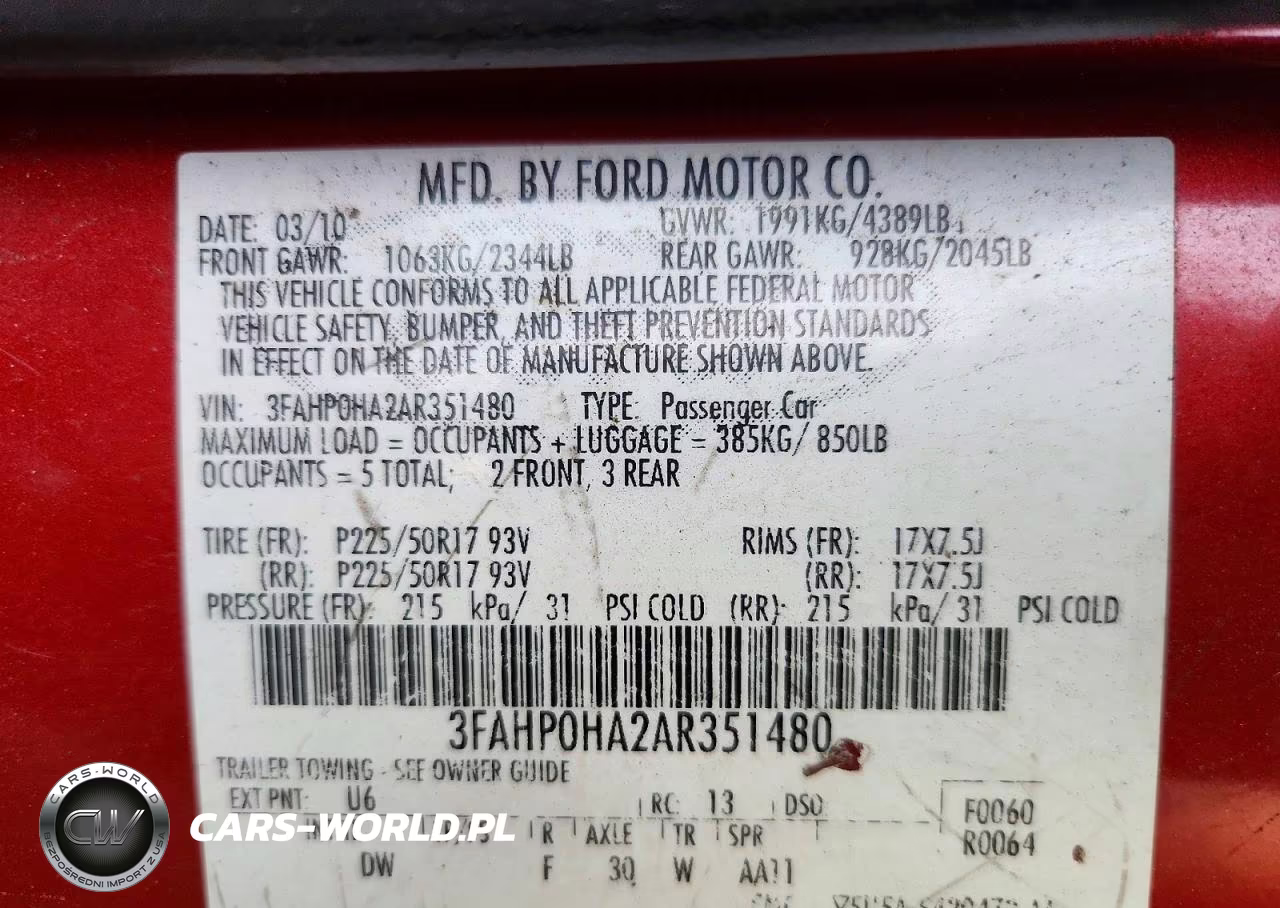 2010 Ford Fusion Se VIN:3FAHP0HA2AR351480 - 13