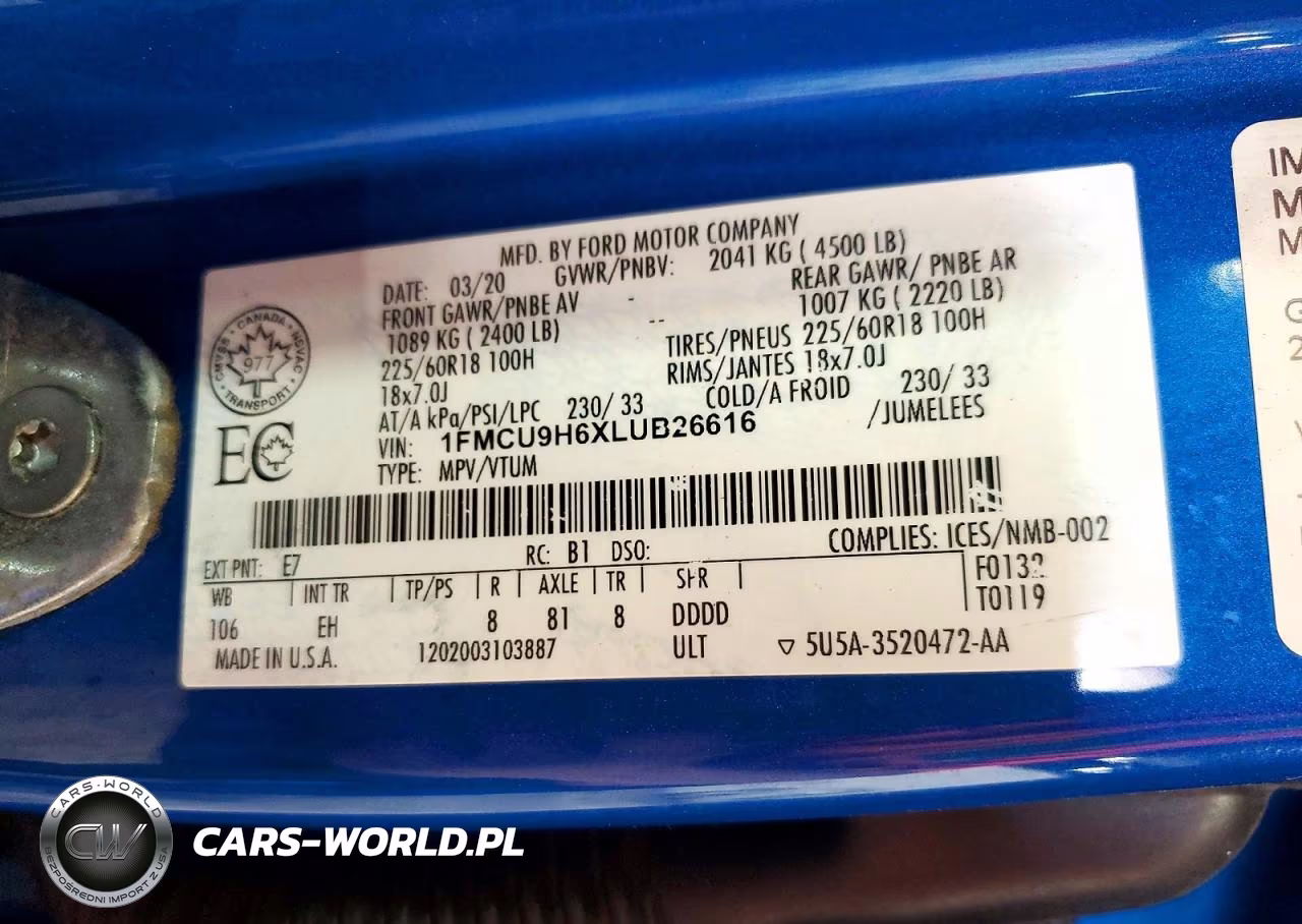 2020 Ford Escape Limited VIN:1FMCU9H6XLUB26616 - 13