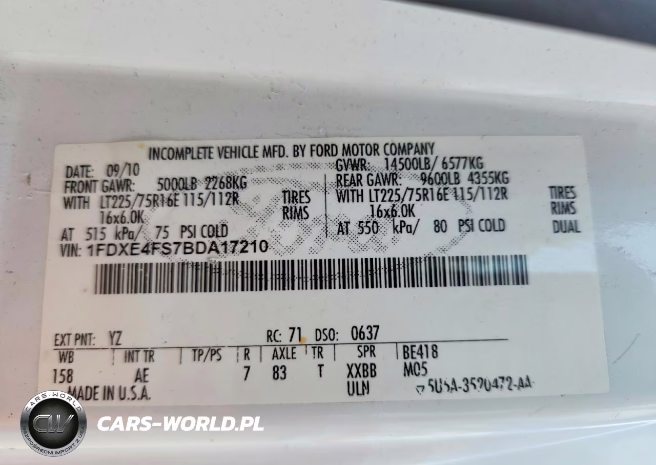 2011 Ford E 450 VIN:1FDXE4FS7BDA17210 - 10