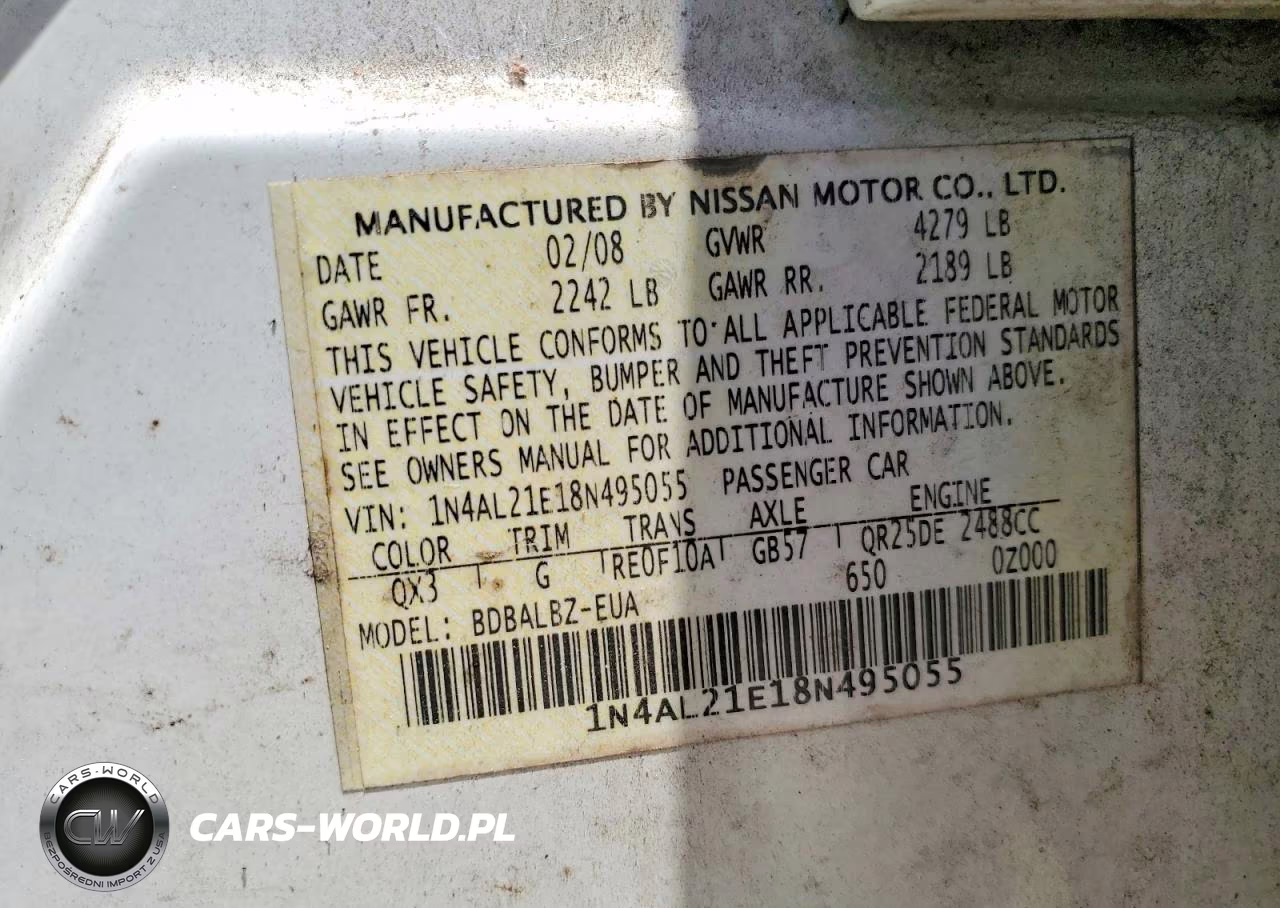 2008 Nissan Altima 2.5-2.5S VIN:1N4AL21E18N495055 - 12
