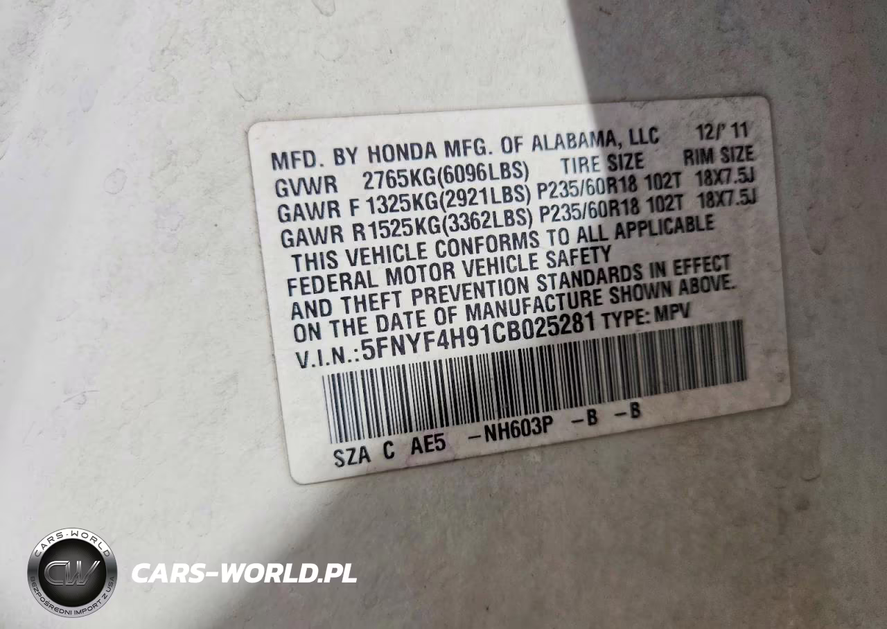 2012 Honda Pilot Touring VIN:5FNYF4H91CB025281 - 12