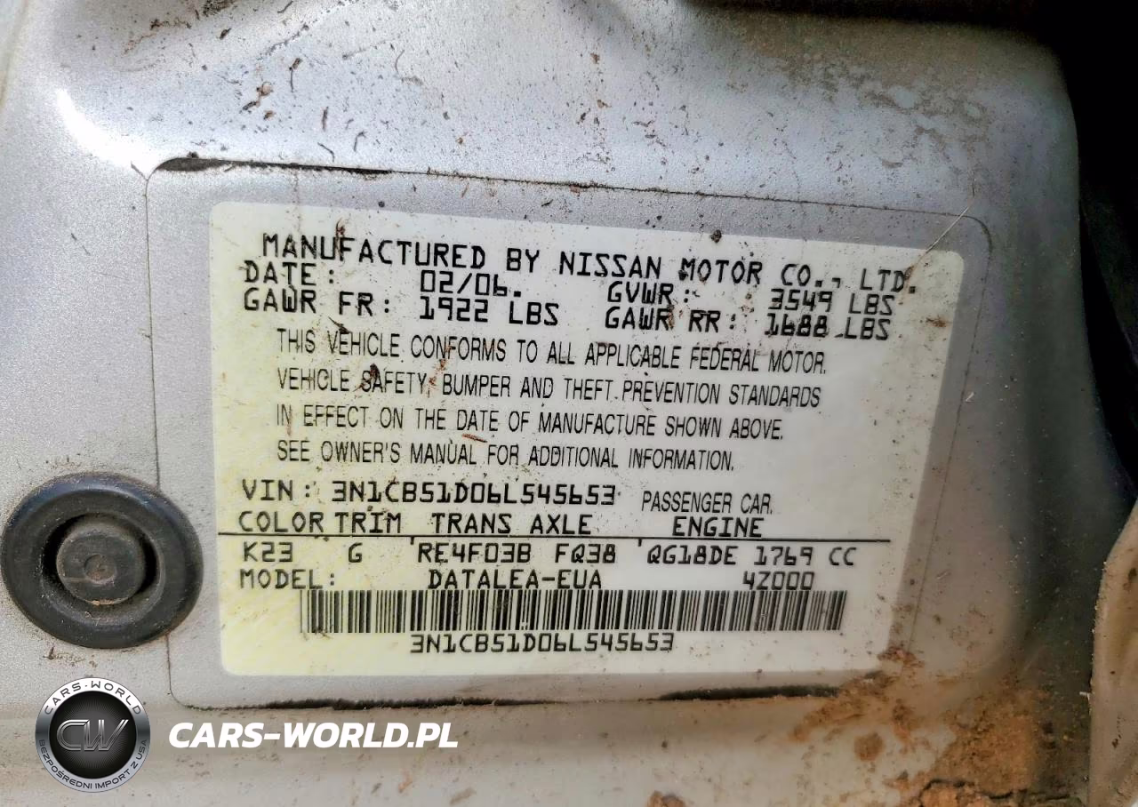 2006 Nissan Sentra 1.8 VIN:3N1CB51D06L545653 - 13