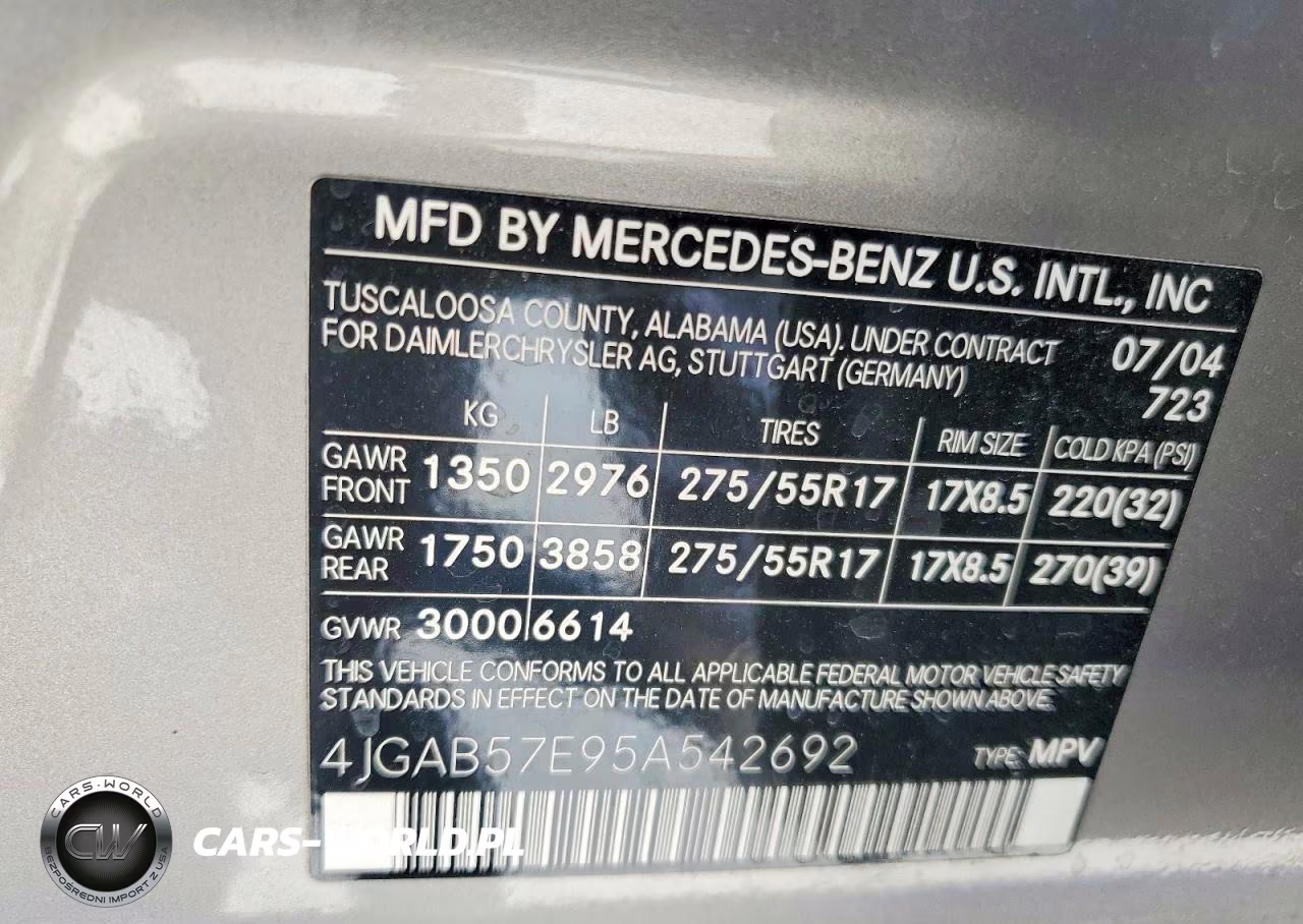 2005 Mercedes-Benz Ml 350 VIN:4JGAB57E95A542692 - 12