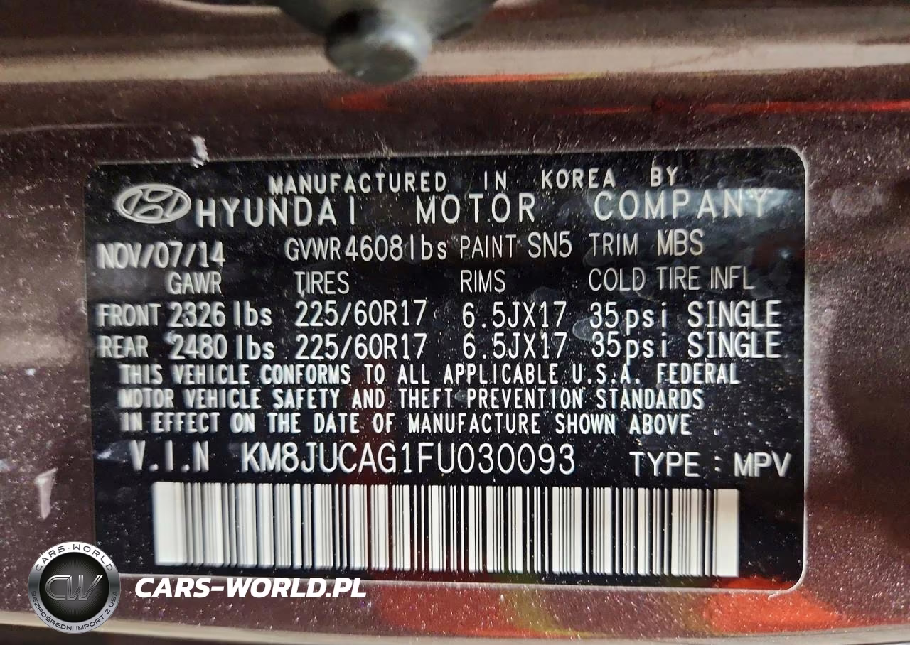 2015 Hyundai Tucson Se VIN:KM8JUCAG1FU030093 - 13