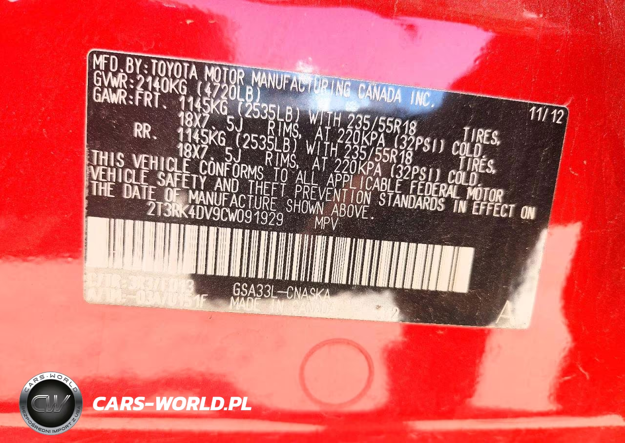 2012 Toyota Rav4 Sport VIN:2T3RK4DV9CW091929 - 13