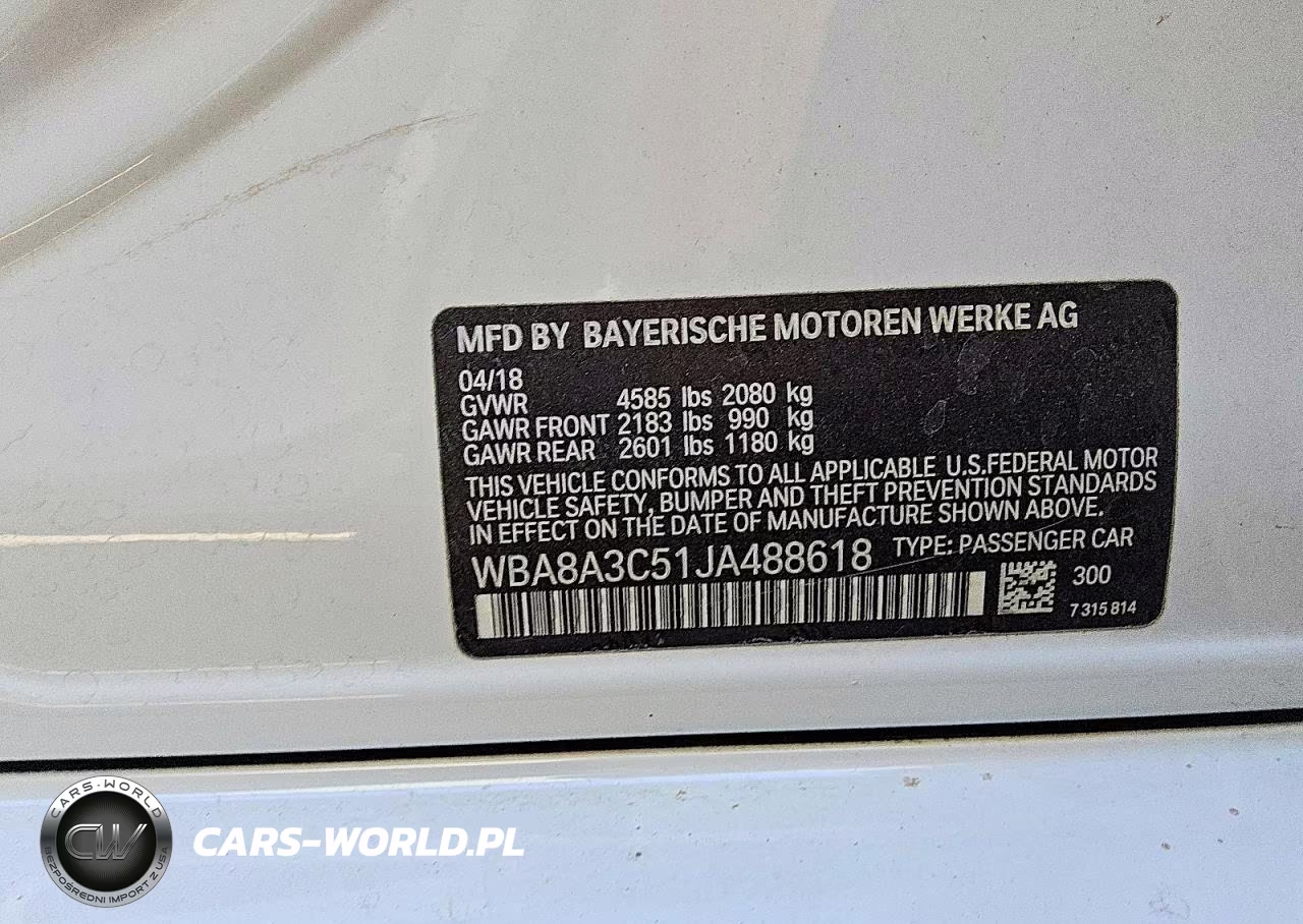 2018 BMW 320 Xi VIN:WBA8A3C51JA488618 - 12