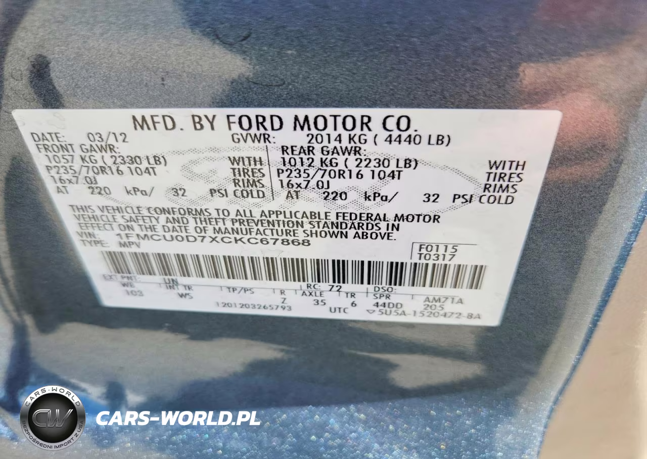 2012 Ford Escape Xlt VIN:1FMCU0D7XCKC67868 - 12