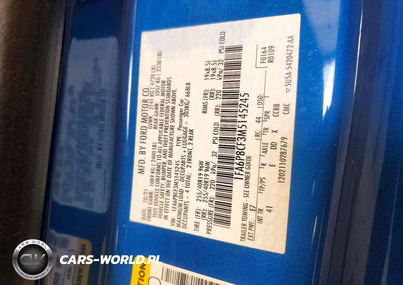 2021 Ford Mustang Cobra VIN:1FA6P8CF3M5145245 - 12