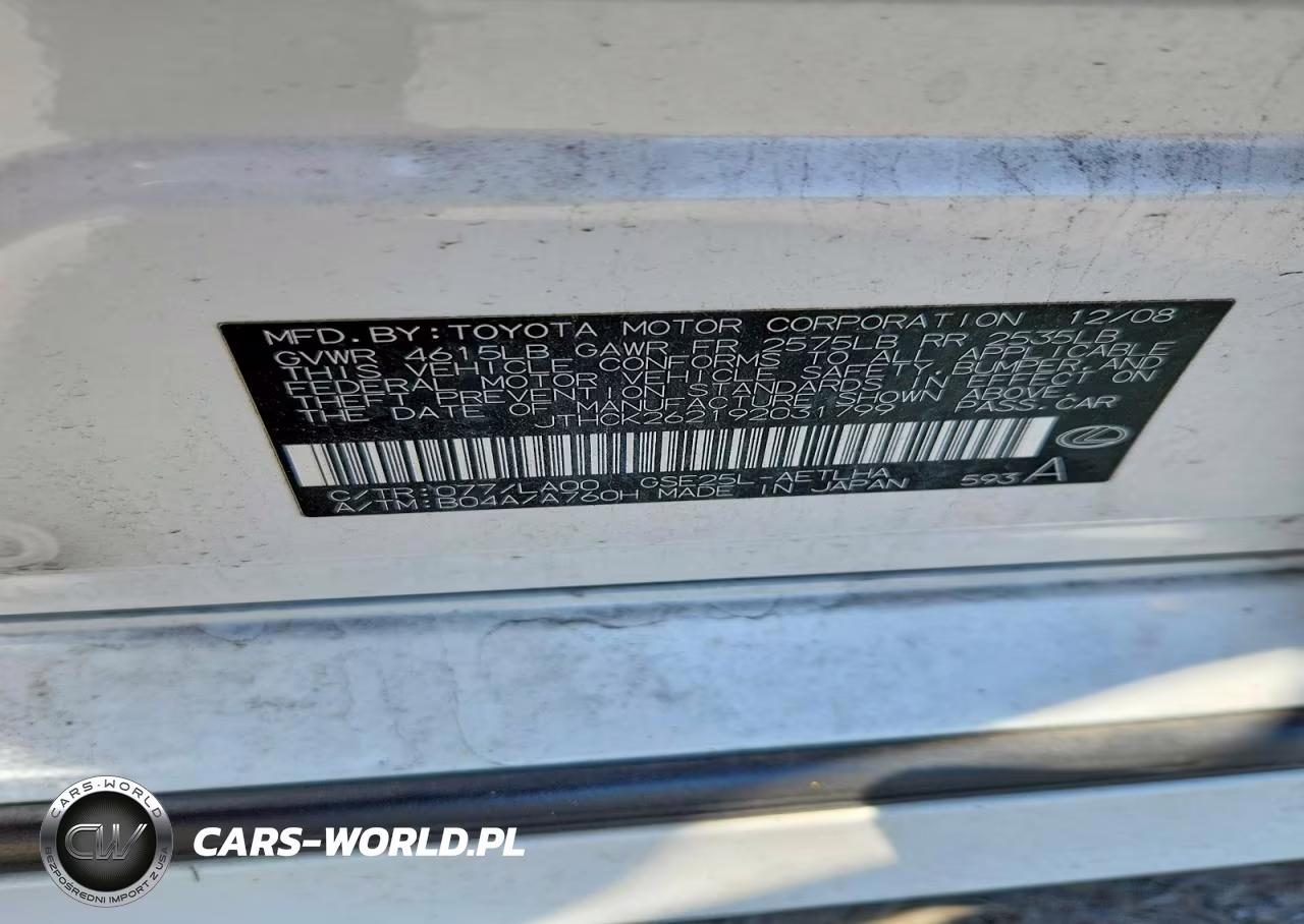 2009 Lexus Is 250 VIN:JTHCK262192031799 - 12