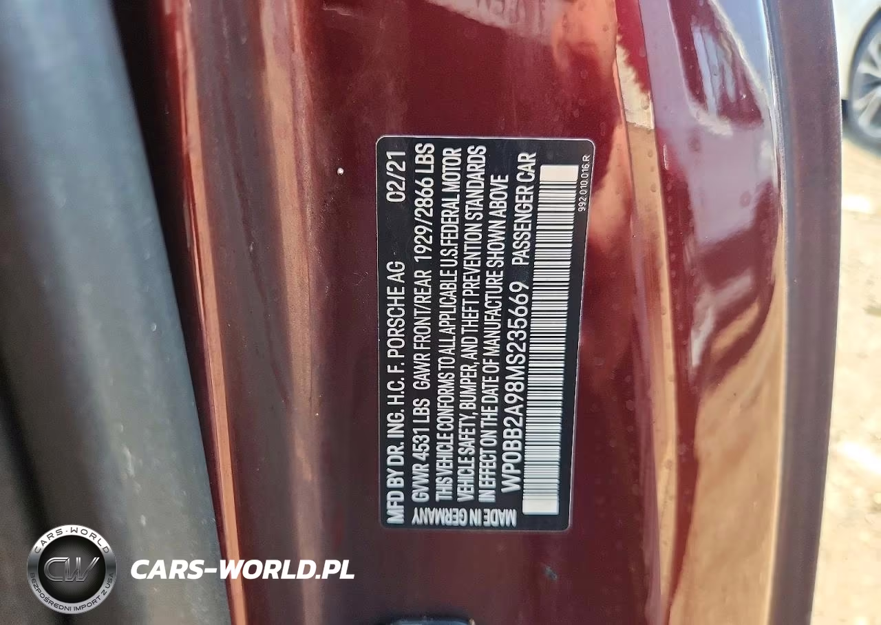 2021 Porsche 911 Targa 4S VIN:WP0BB2A98MS235669 - 12