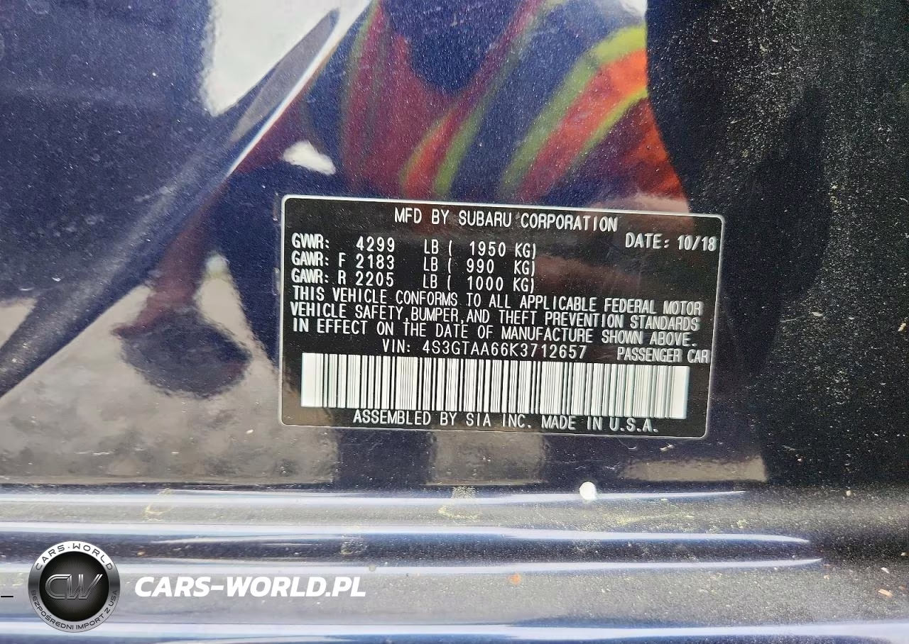 2019 Subaru Impreza VIN:4S3GTAA66K3712657 - 13
