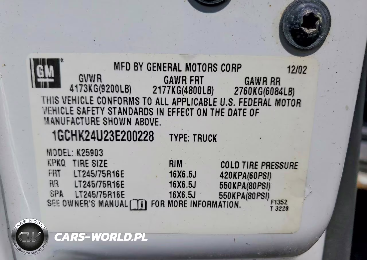 2003 Chevrolet Silverado K2500 Heavy Duty VIN:1GCHK24U23E200228 - 12