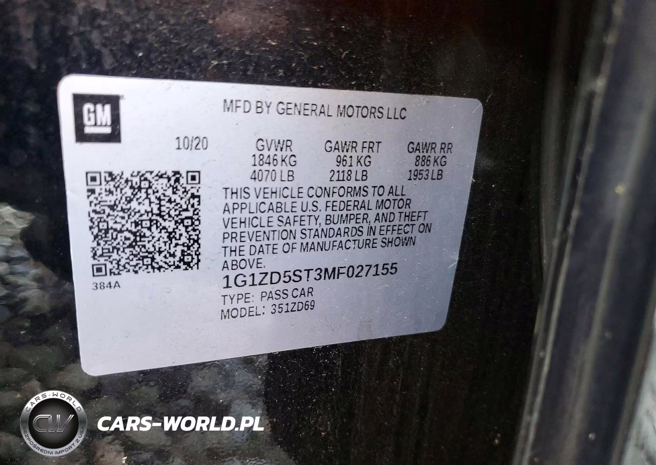 2021 Chevrolet Malibu Lt VIN:1G1ZD5ST3MF027155 - 12