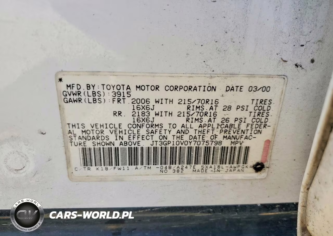 2000 Toyota Rav4 Base VIN:JT3GP10V0Y7075798 - 12