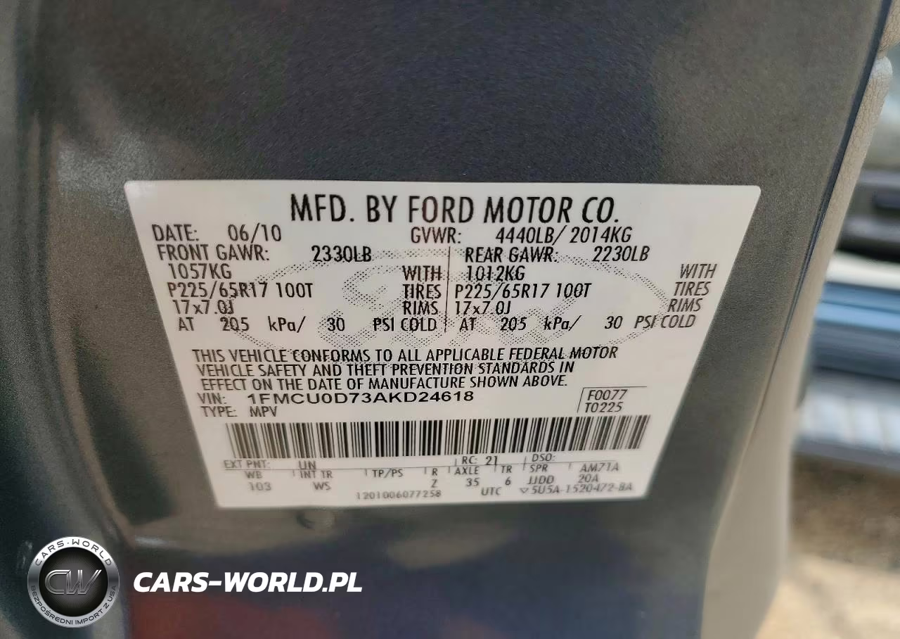 2010 Ford Escape Xlt VIN:1FMCU0D73AKD24618 - 13
