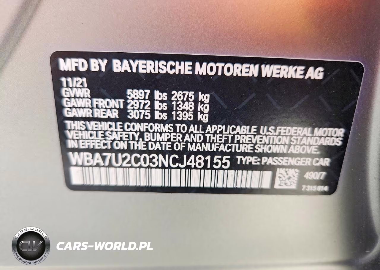 2022 BMW 750 Xi VIN:WBA7U2C03NCJ48155 - 13
