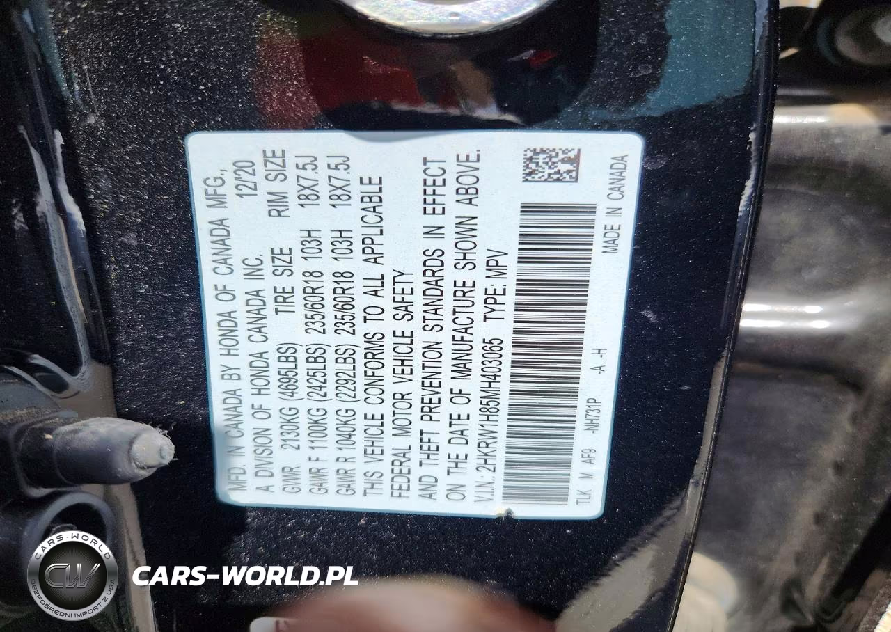 2021 Honda Cr-V Exl VIN:2HKRW1H85MH403065 - 14
