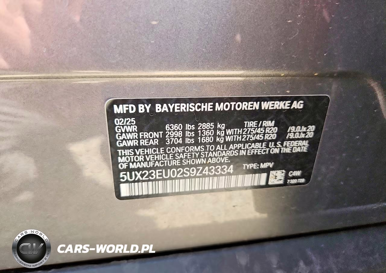 2025 BMW X5 xDrive40I VIN:5UX23EU02S9Z43334 - 12