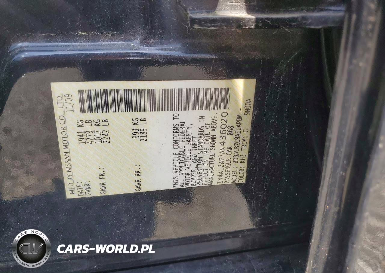 2010 Nissan Altima 2.5 VIN:1N4AL2AP7AN436020 - 13