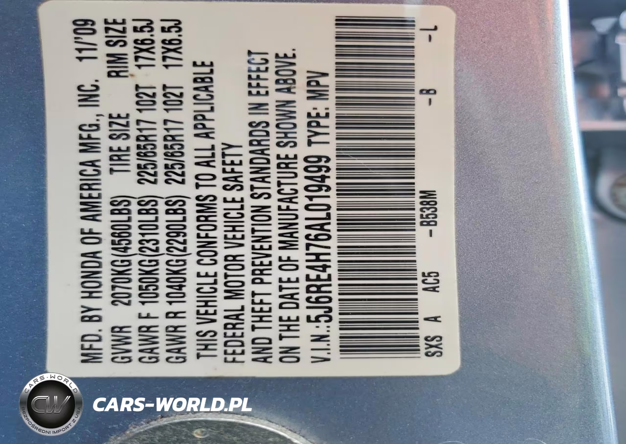 2010 Honda Cr-V Exl VIN:5J6RE4H76AL019499 - 14