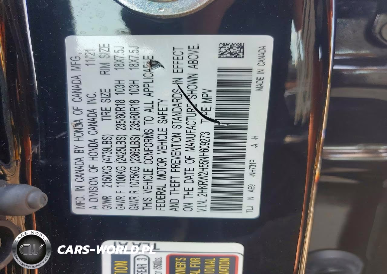 2022 Honda Cr-V Ex VIN:2HKRW2H55NH609273 - 14