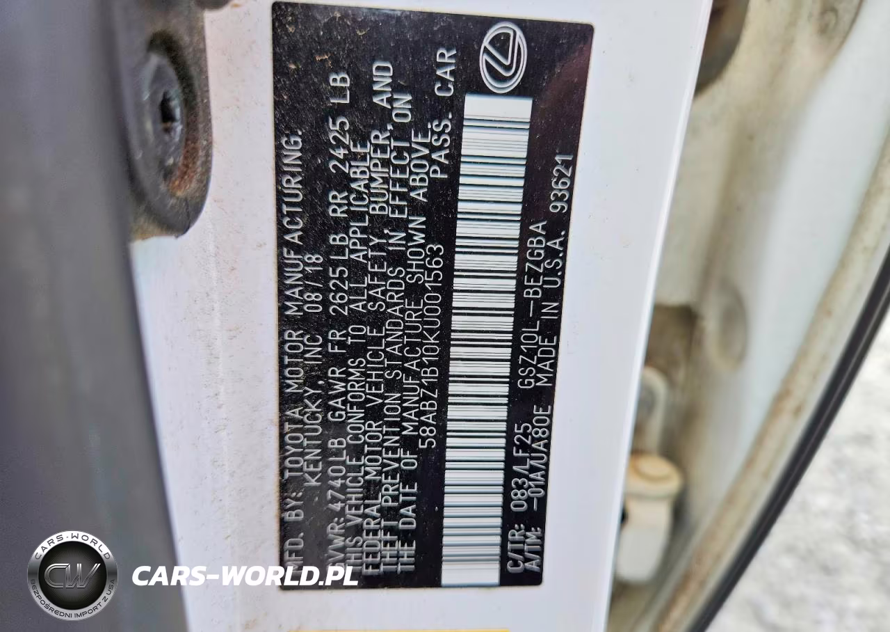 2019 Lexus Es 350 VIN:58ABZ1B10KU001563 - 12