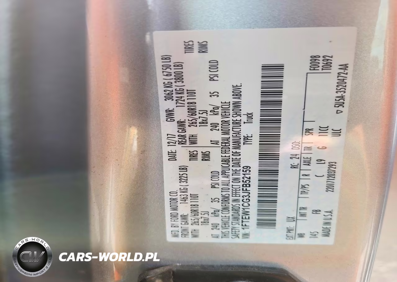 2018 Ford F150 Supercrew VIN:1FTEW1CG3JFB52159 - 12