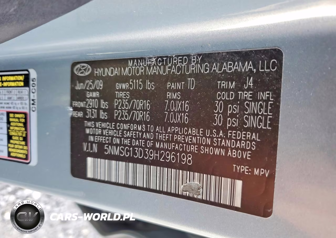 2009 Hyundai Santa Fe Gls VIN:5NMSG13D39H296198 - 13