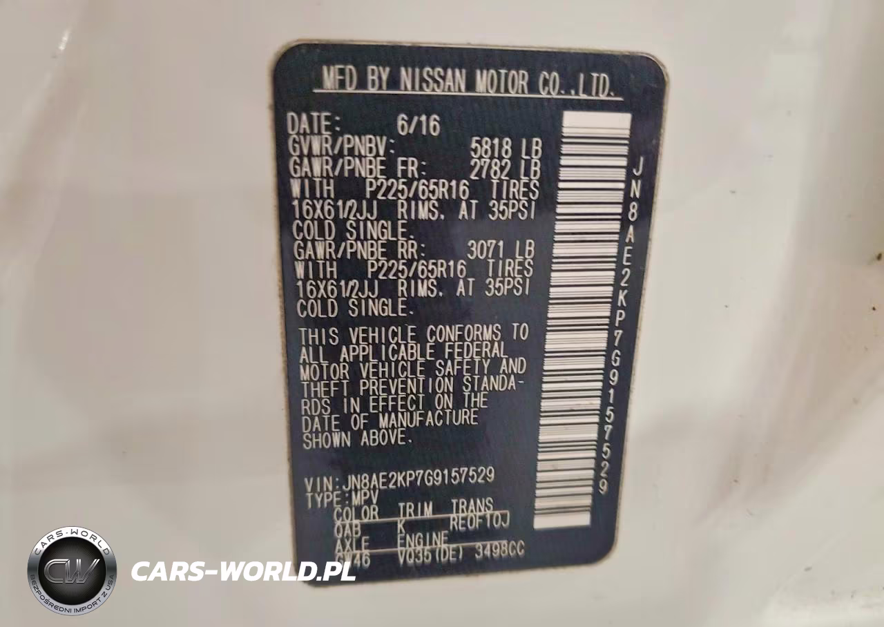 2016 Nissan Quest 3.5 S VIN:JN8AE2KP7G9157529 - 13