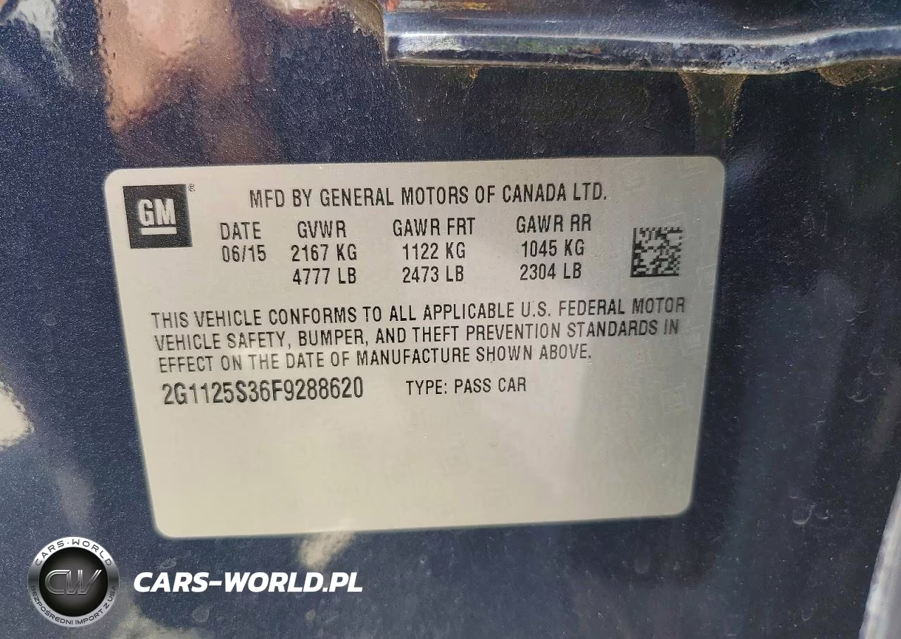 2015 Chevrolet Impala VIN:2G1125S36F9288620 - 12