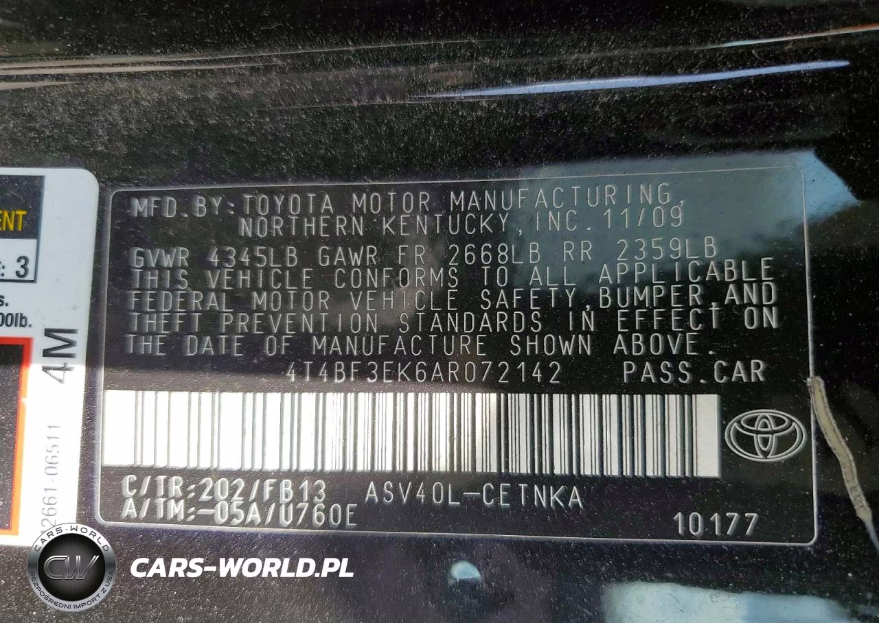 2010 Toyota Camry Le VIN:4T4BF3EK6AR072142 - 12