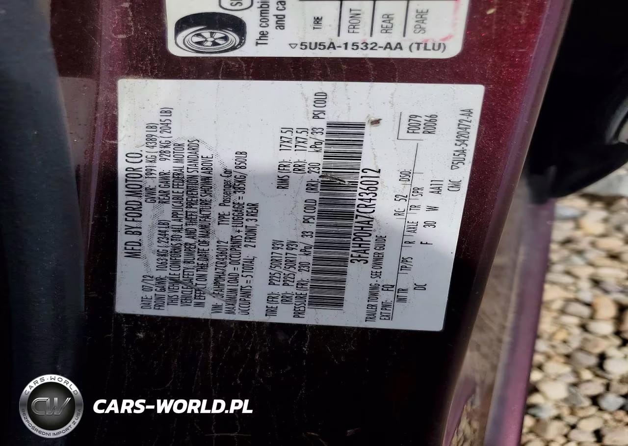 2012 Ford Fusion Se VIN:3FAHP0HA7CR436012 - 12