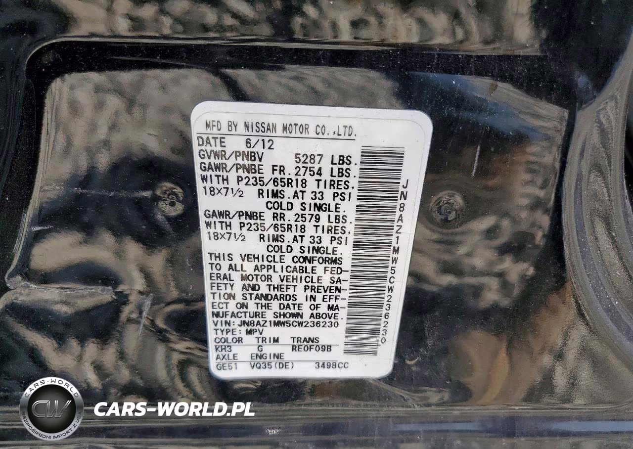 2012 Nissan Murano S VIN:JN8AZ1MW5CW236230 - 13