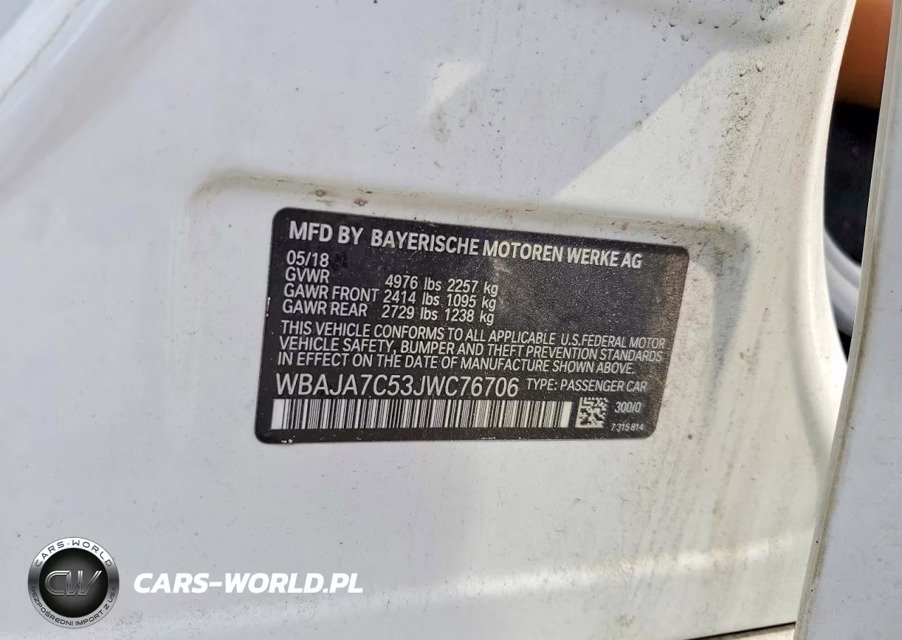 2018 BMW 530 Xi VIN:WBAJA7C53JWC76706 - 12