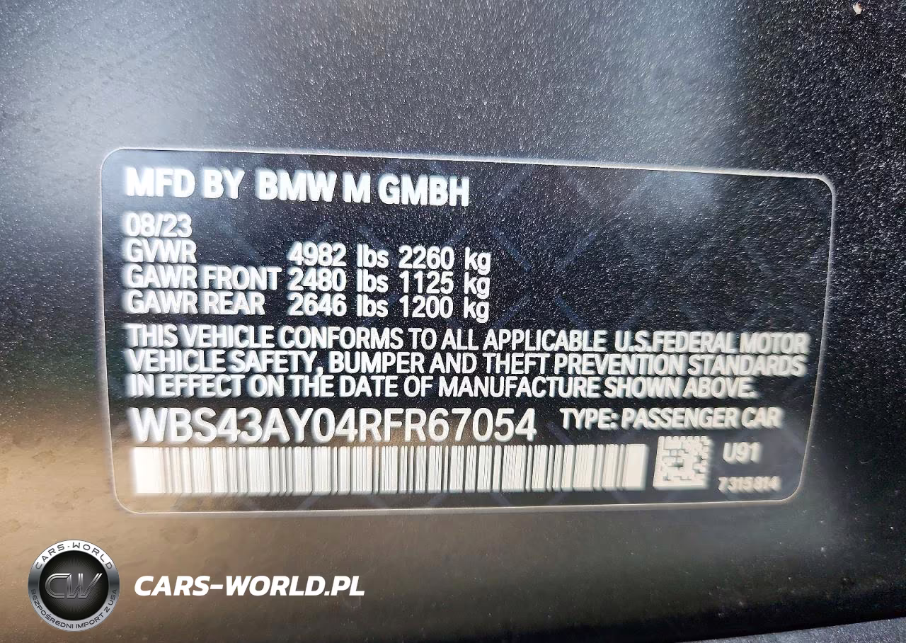 2024 BMW M3 Competition xDrive VIN:WBS43AY04RFR67054 - 12