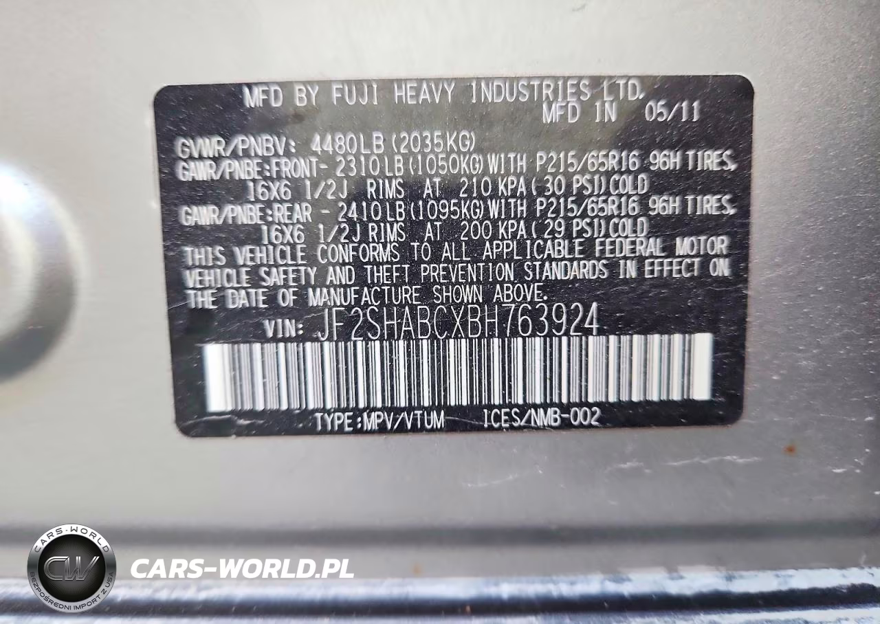 2011 Subaru Forester 2.5X VIN:JF2SHABCXBH763924 - 14