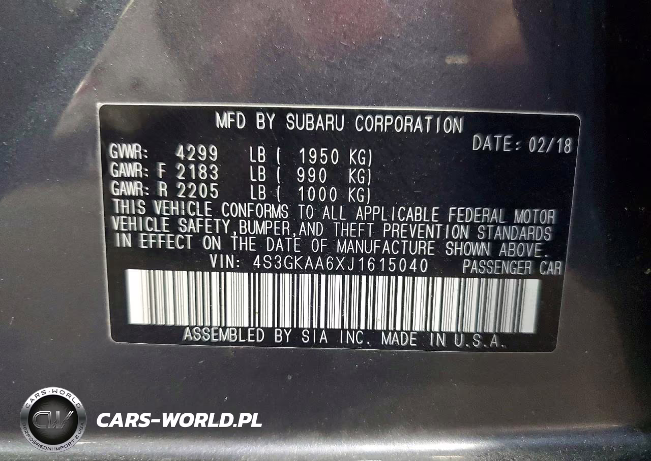 2018 Subaru Impreza Base VIN:4S3GKAA6XJ1615040 - 12