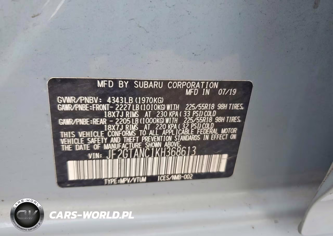 2019 Subaru Crosstrek Limited VIN:JF2GTANC1KH368613 - 13
