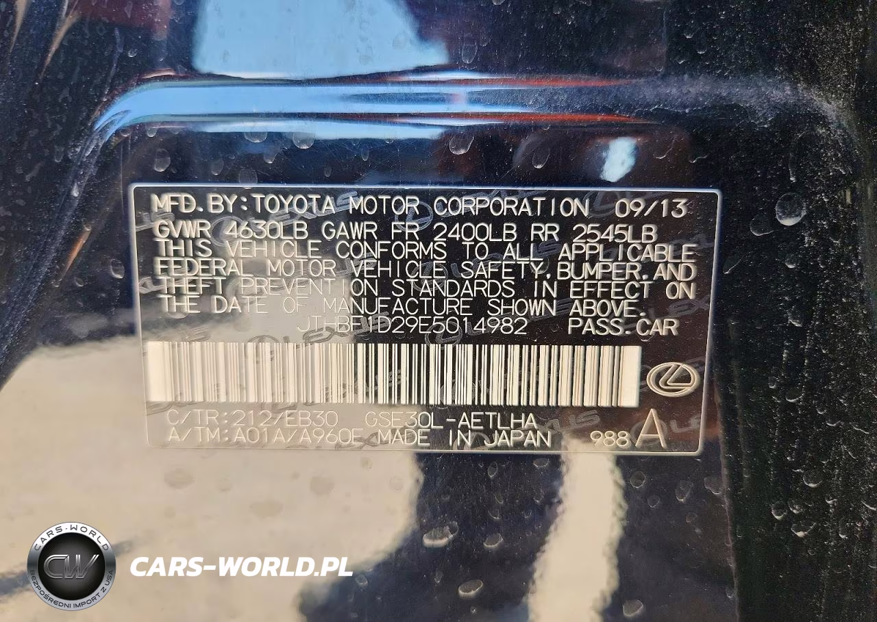 2014 Lexus Is 250 VIN:JTHBF1D29E5014982 - 12