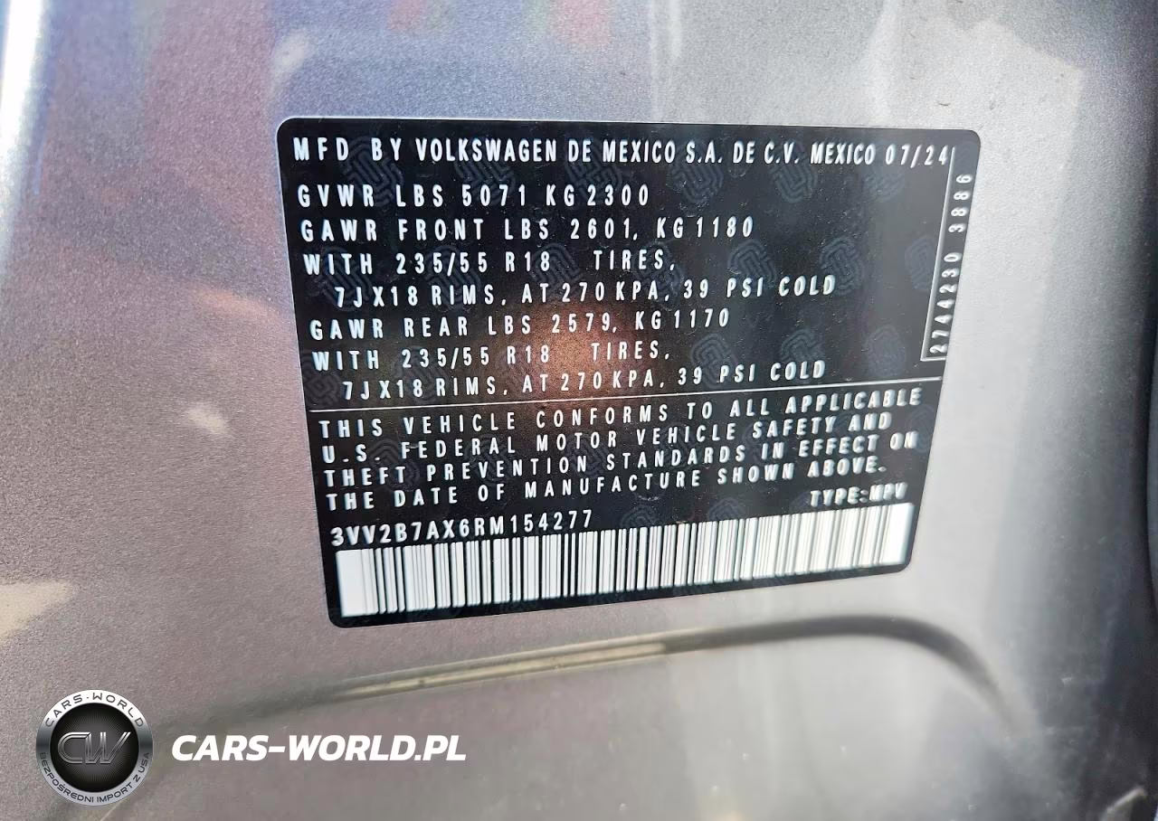 2024 Volkswagen Tiguan Se VIN:3VV2B7AX6RM154277 - 14