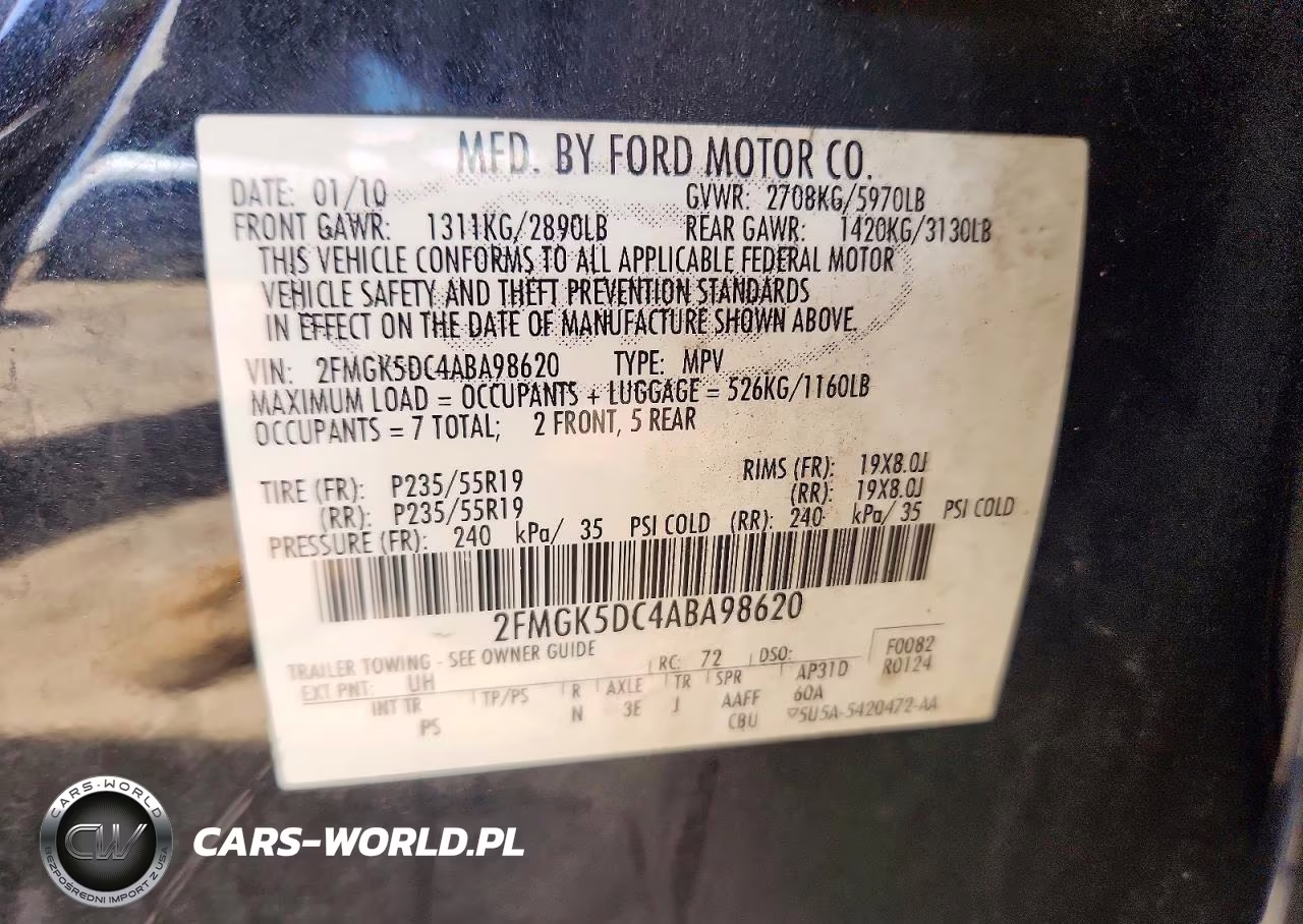 2010 Ford Flex Limited VIN:2FMGK5DC4ABA98620 - 12