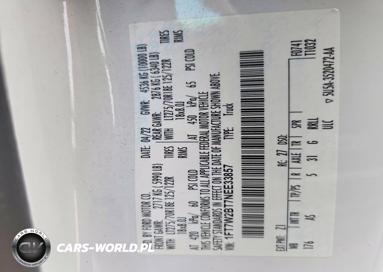 2022 Ford F250 Super Duty VIN:1FT7W2BT7NEE33857 - 13
