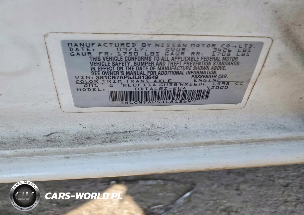 2018 Nissan Versa Sv VIN:3N1CN7AP5JL813649 - 12