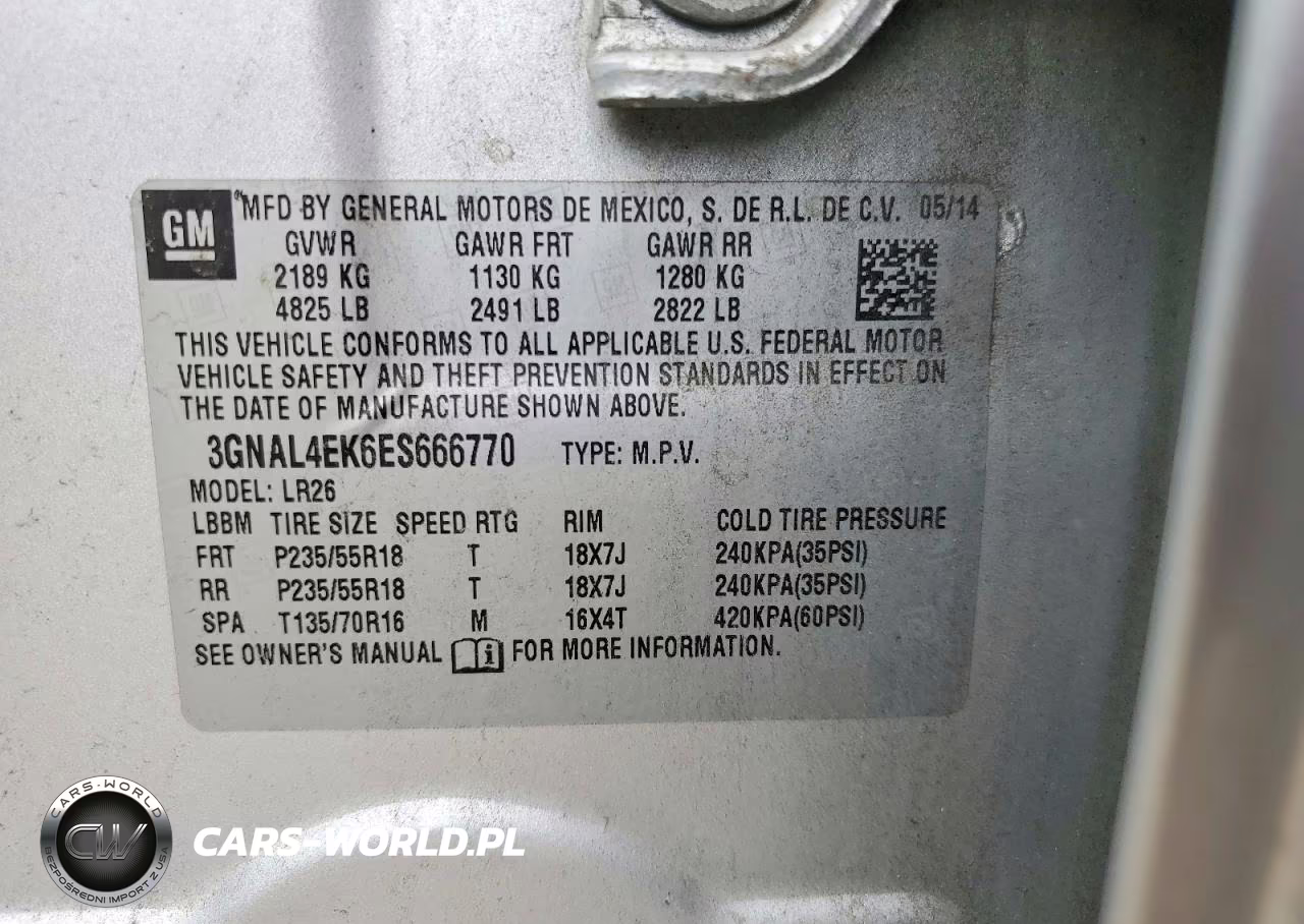 2014 Chevrolet Captiva Ltz VIN:3GNAL4EK6ES666770 - 13
