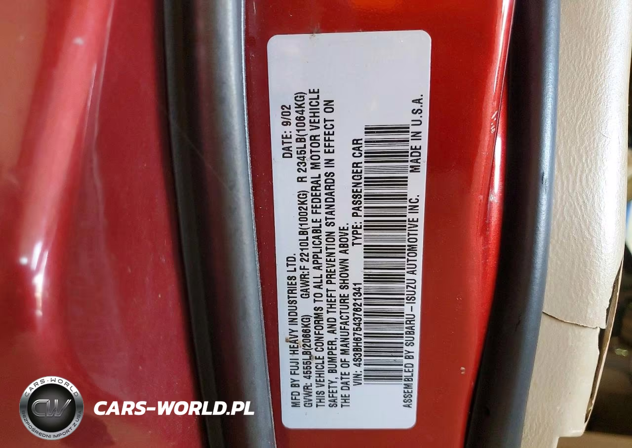 2003 Subaru Legacy Outback Awp VIN:4S3BH675437621341 - 12
