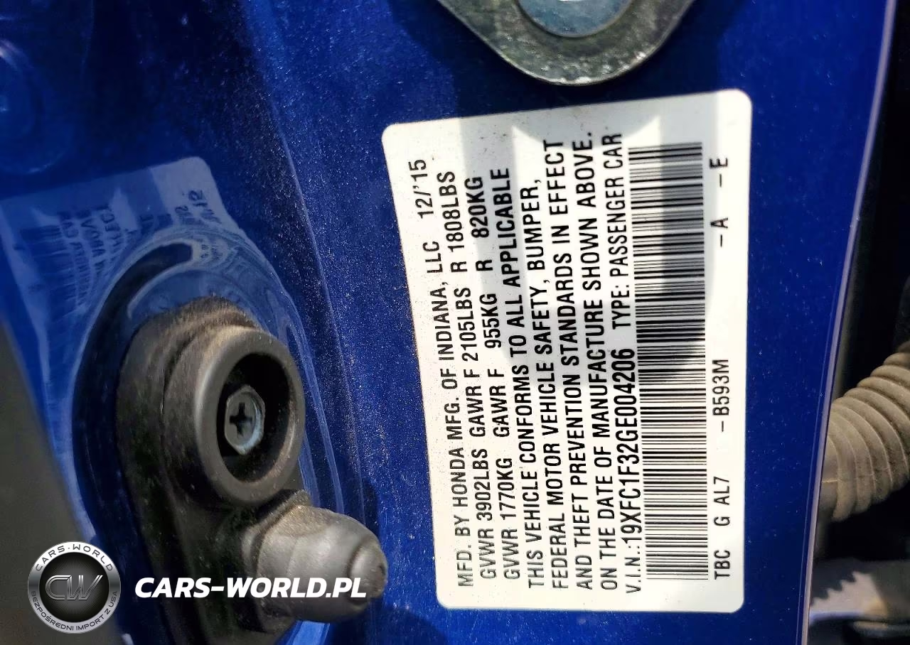 2016 Honda Civic Ex VIN:19XFC1F32GE004206 - 12