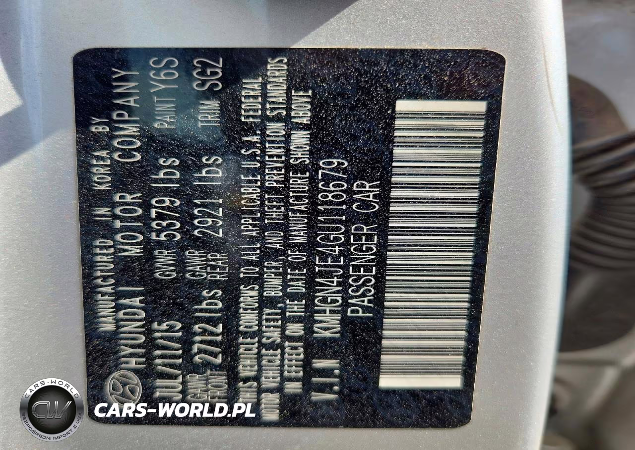 2016 Hyundai Genesis 3.8L VIN:KMHGN4JE4GU118679 - 13