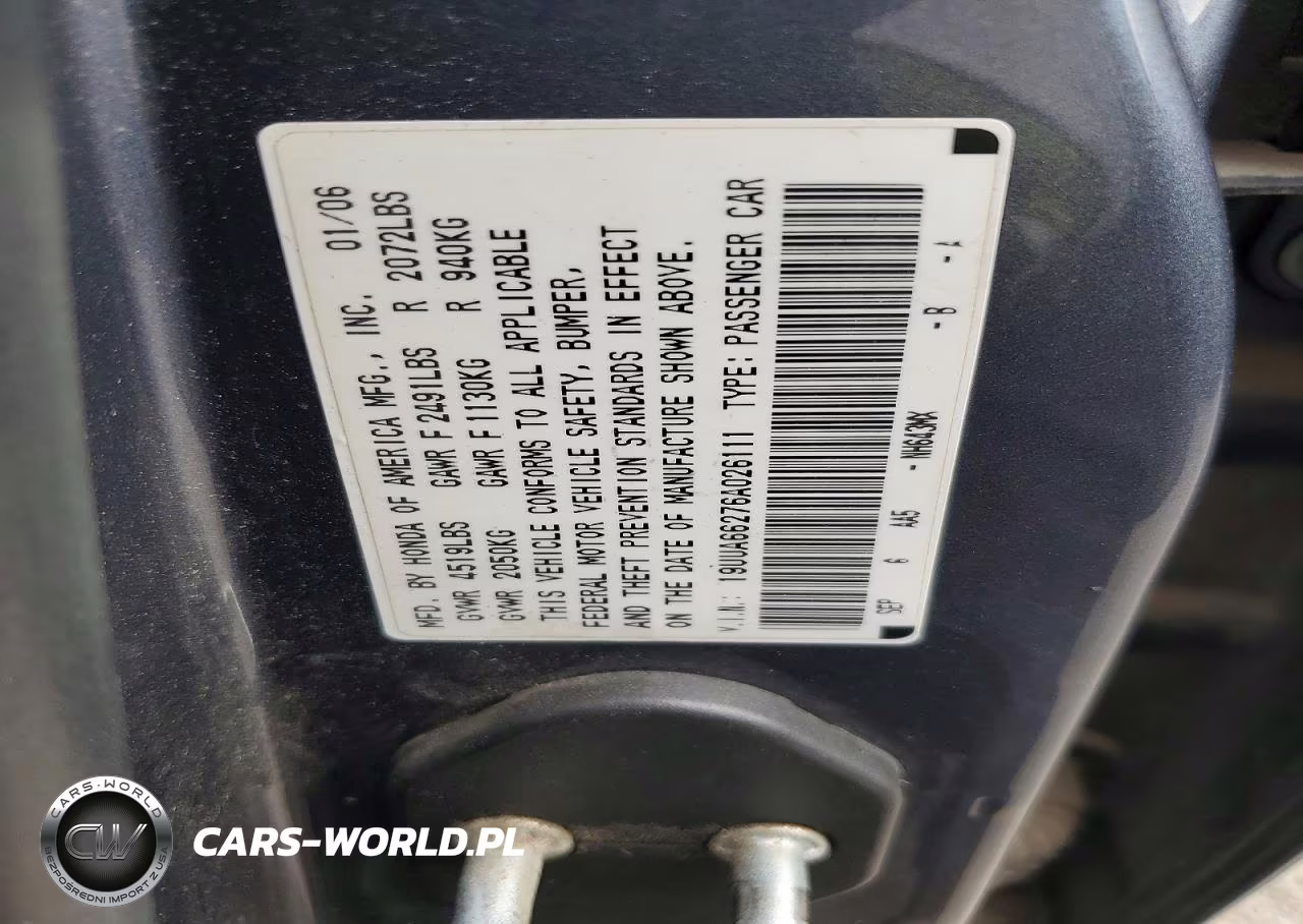 2006 Acura 3.2Tl Type-S VIN:19UUA66276A026111 - 12