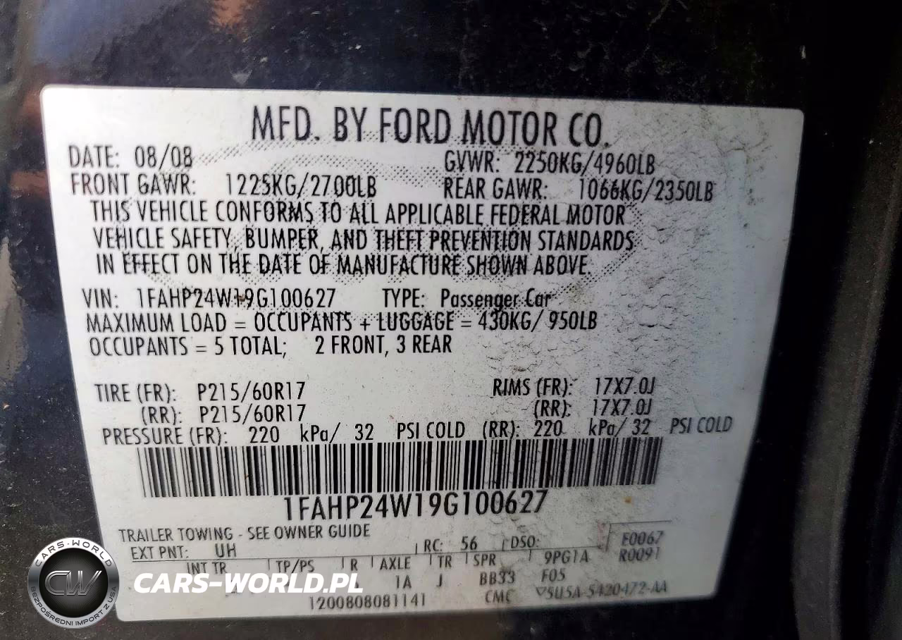 2009 Ford Taurus Sel VIN:1FAHP24W19G100627 - 12