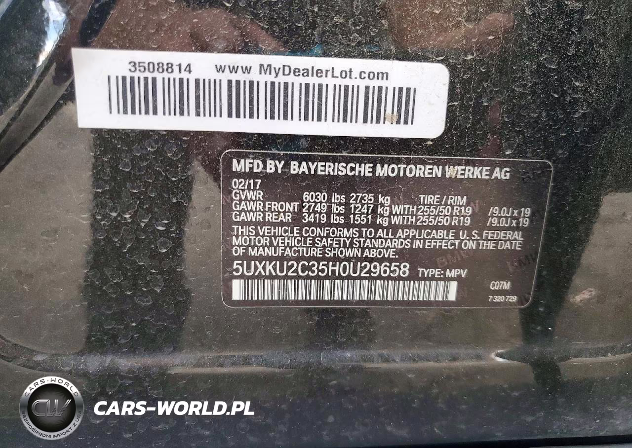 2017 BMW X6 xDrive35I VIN:5UXKU2C35H0U29658 - 13